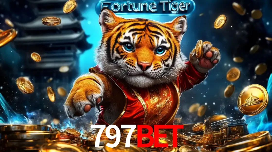 Imagem promocional do jogo de slot Fortune Tiger, com um tigre majestoso em traje tradicional cercado por uma fortuna em moedas de ouro, disponível agora no cassino 797BET.